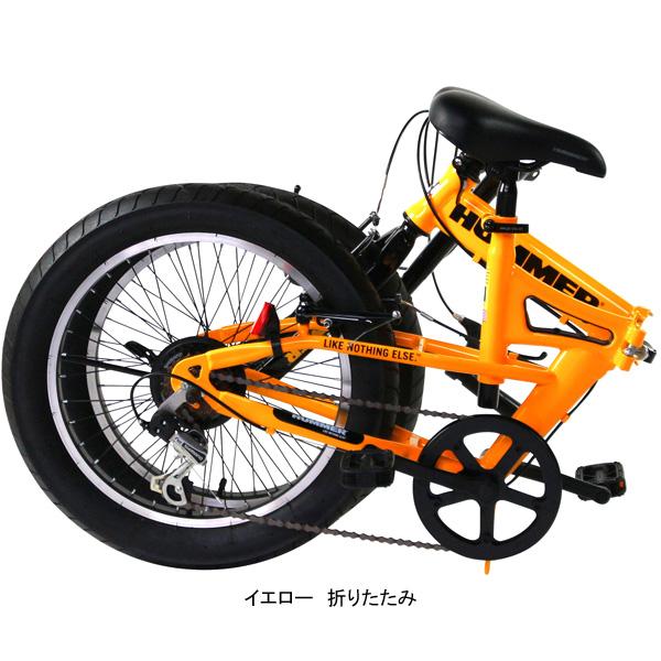 直接引取のみ【美品】HUMMER FDB206FAT-BIKE 20インチ HUMMER FDB206FAT-DISC JET-BLACK ハマー(HUMMER) 折りたたみ自転車 20