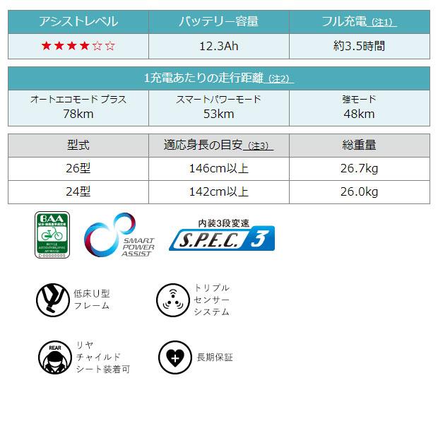 「4月28日はポイント最大12倍」「ヤマハ」PAS With（パス ウィズ）「PA26W」26インチ 電動自転車 -23｜cyclemall｜08