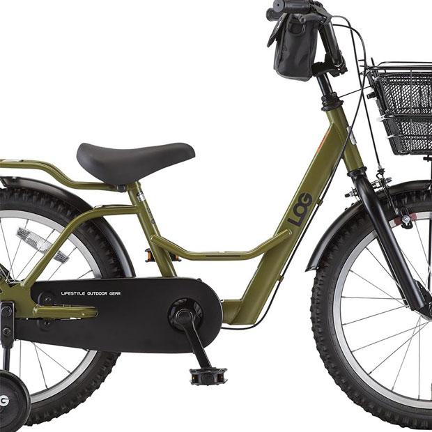 LOG 幼児用自転車 ベージュ 前面バスケット、補助輪付き