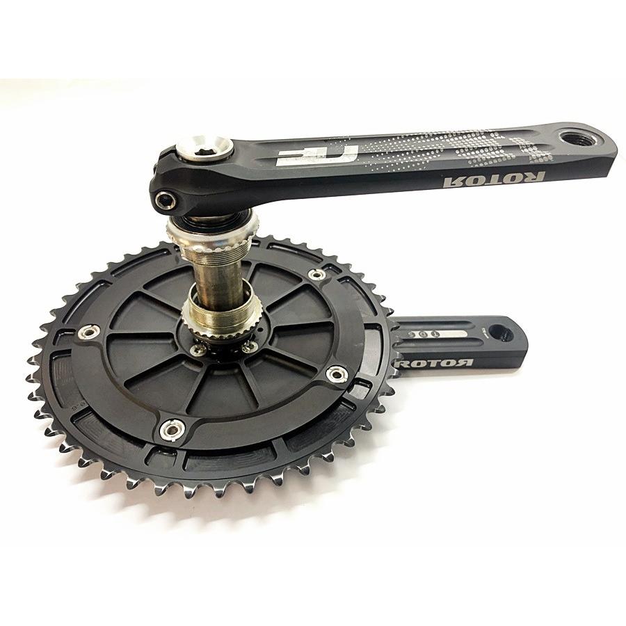 超美品 ローター ROTOR 3D24 AERO TRACK エアロ トラック no-Q TRACKチェーンリング付属 クランクセット ブラック  49T 170mm