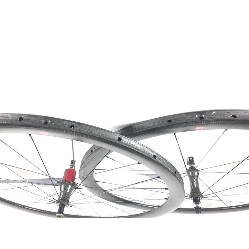 ASTUTO カーボンホイール リムブレーキ チューブラータイヤ付き 前後セット