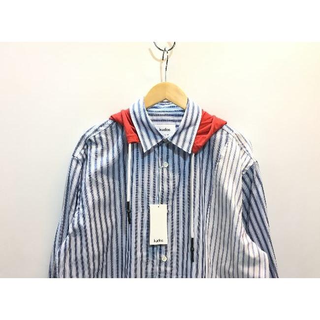 ブランド 代官山) クードス kudos 19SS フーディ ストライプ シャツ 