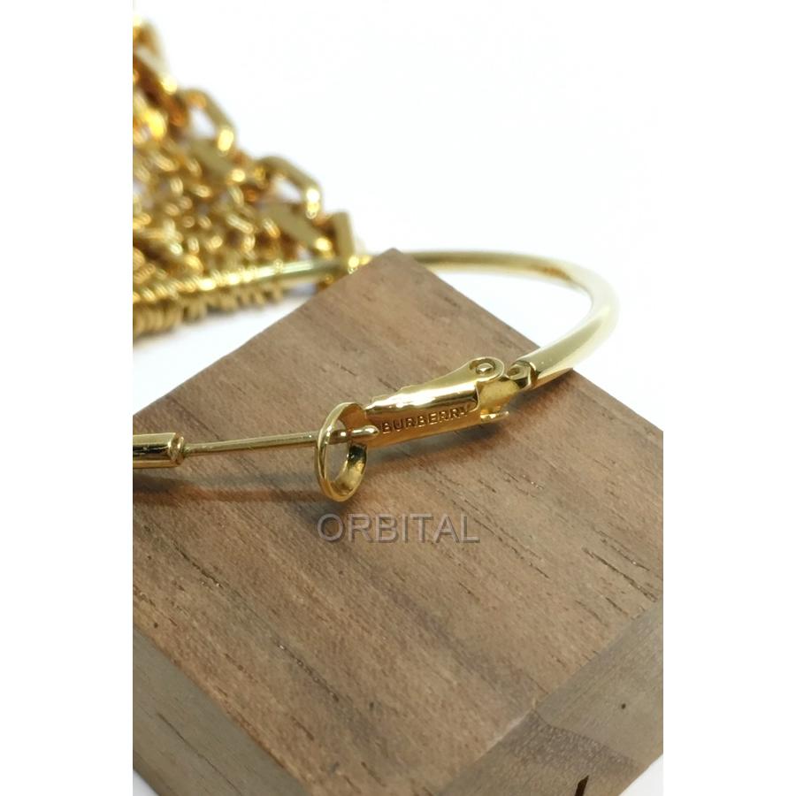 代官山)BURBERRY バーバリー TBロゴチェーン フープピアス ゴールド