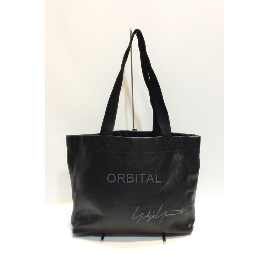 ★Yohji Yamamoto★ ノベルティ ロゴレザートートバッグ ブラック ☆Yohji Yamamoto☆ ノベルティ ロゴレザートートバッグ ブラック