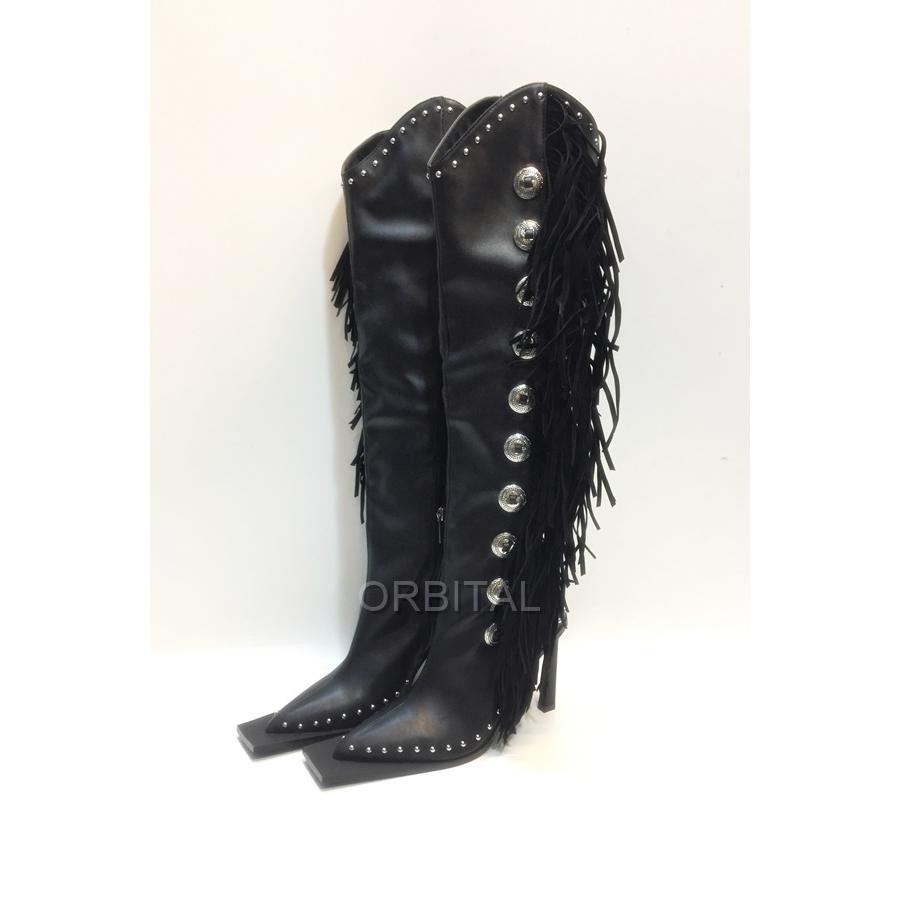 代官山)YELLO イエロ THEODORE LONG BOOTS エコレザー フリンジ ロング