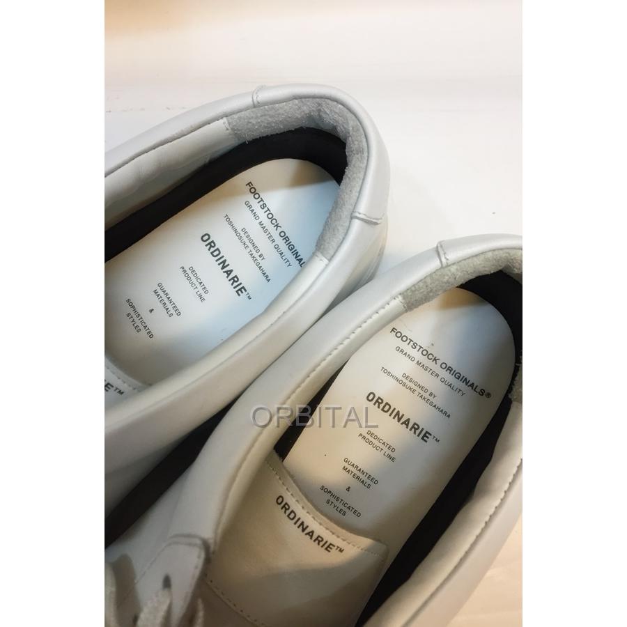 代官山)FOOTSTOCK ORIGINALS フットストックオリジナルズ ORDINAIRE LACEUP レザースニーカー サイズ8　ホワイト  メンズ