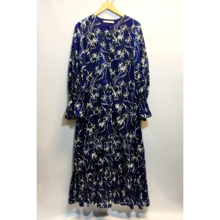 代官山 Mariha マリハ フラワープリント フロントボタン ギャザーワンピース 花柄 ロングスリーブ ネイビー系 ロングドレス Dky Ls Cycle Paradise 通販 Yahoo ショッピング