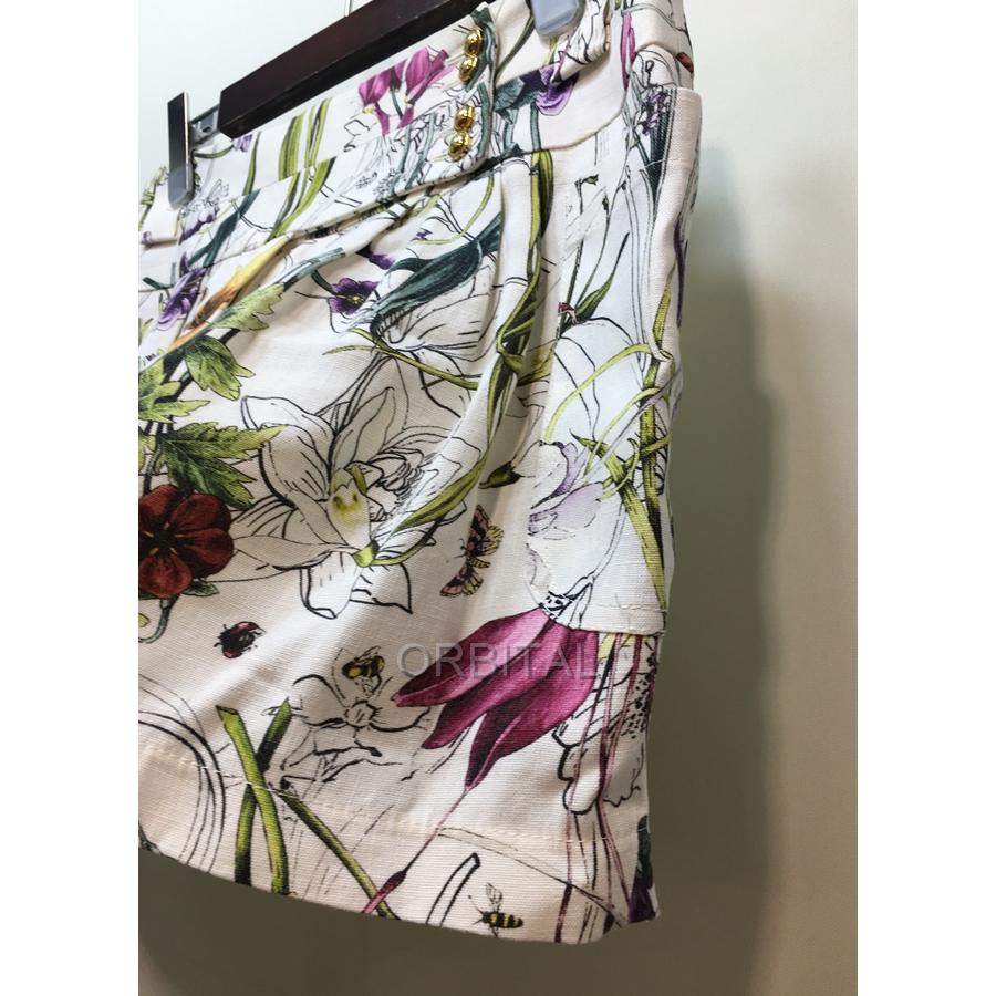 GUCCI ボタニカル柄のコットンミニスカート