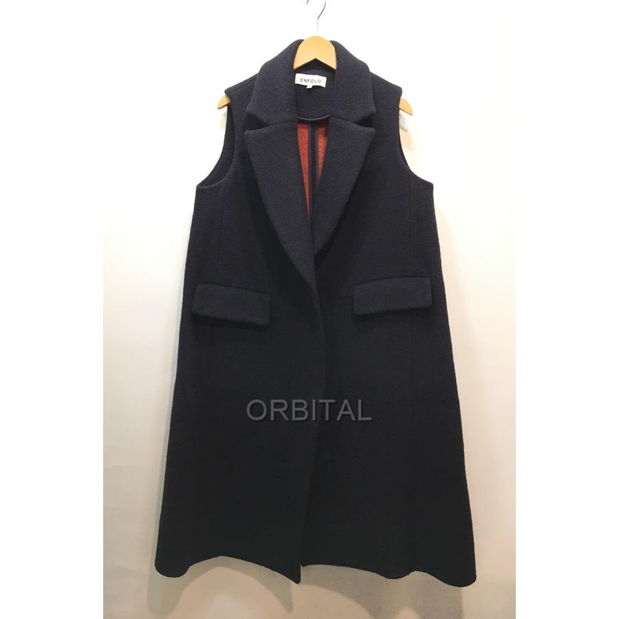 経堂) エンフォルド ENFOLD ロングジレ コート サイズ38 16AW ダーク 