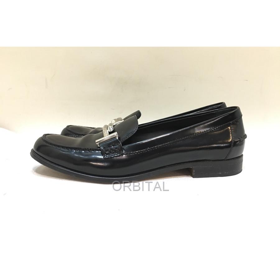 経堂) トッズ TOD'S ダブルT エナメル ローファー サイズ38 25cm位 最新人気アイテム TODS エナメルローファー 黒 ローファー/革靴