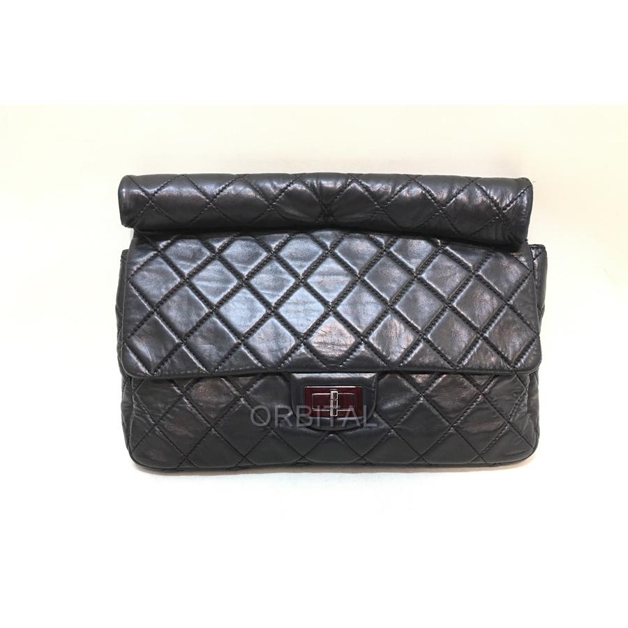 CHANEL 経堂) シャネル キルティング レザー クラッチバッグ ブラック 