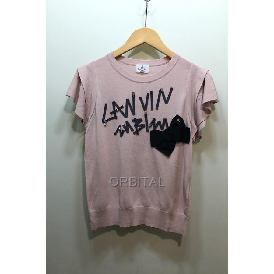 経堂) LANVIN en Bleu ランバンオンブルー ロゴリボンビジューフリル 
