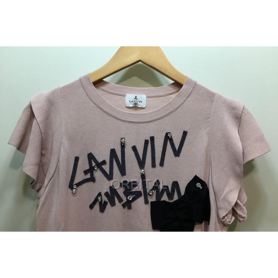 経堂) LANVIN en Bleu ランバンオンブルー ロゴリボンビジューフリル 