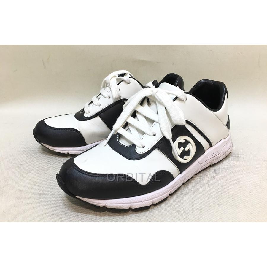 ブランド 経堂) GUCCI グッチ GGレザースニーカー 靴 シューズ ダブルG  