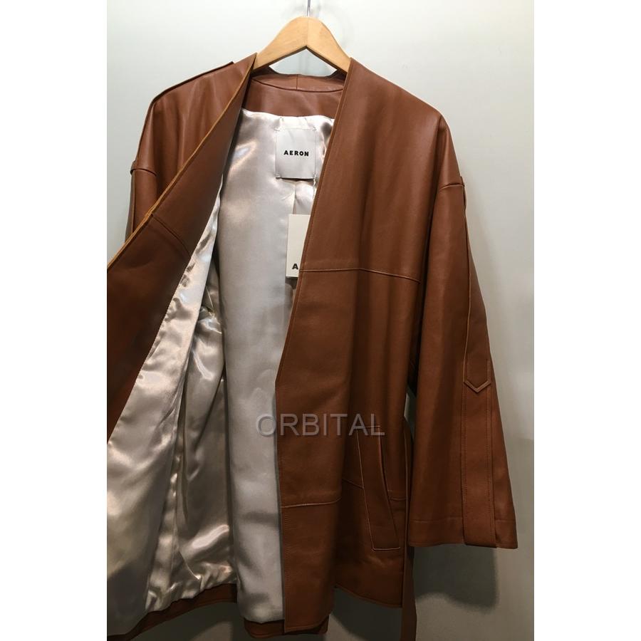 AERON 経堂) アーロン Aeron Bocon belted wrinkled レザー ジャケット  