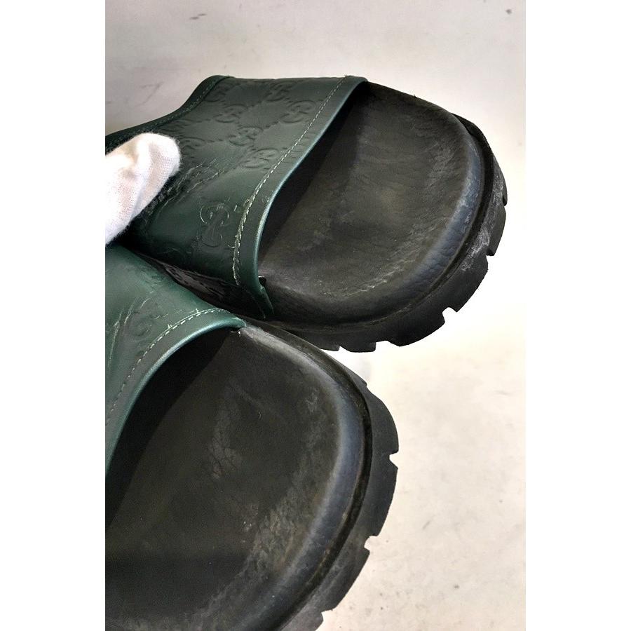 ダブルG 二子玉) グッチ GUCCI 431070 GG柄シグネチャーレザーサンダル 