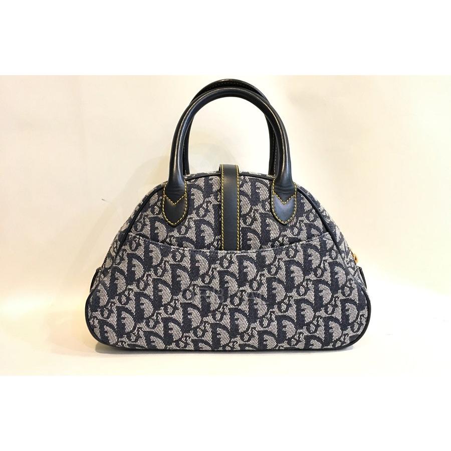 二子玉) クリスチャンディオール Christian Dior トロッターダブルサドルボストンバッグ PZ0092 ギャランティカード付 ネイビー 二子玉) クリスチャンディオール Christian Dior トロッターダブルサドルボストンバッグ PZ0092 ギャランティカード付 ネイビー