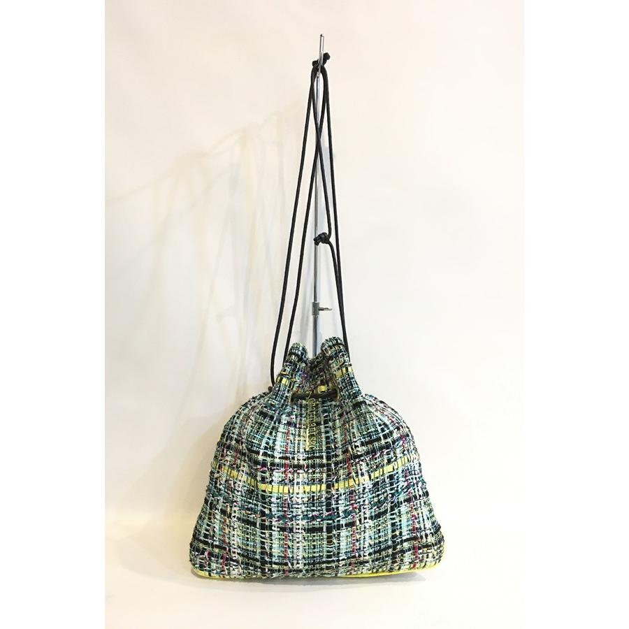 二子玉) シャルマントサック Charmant Sac ツイード巾着バッグ 定価