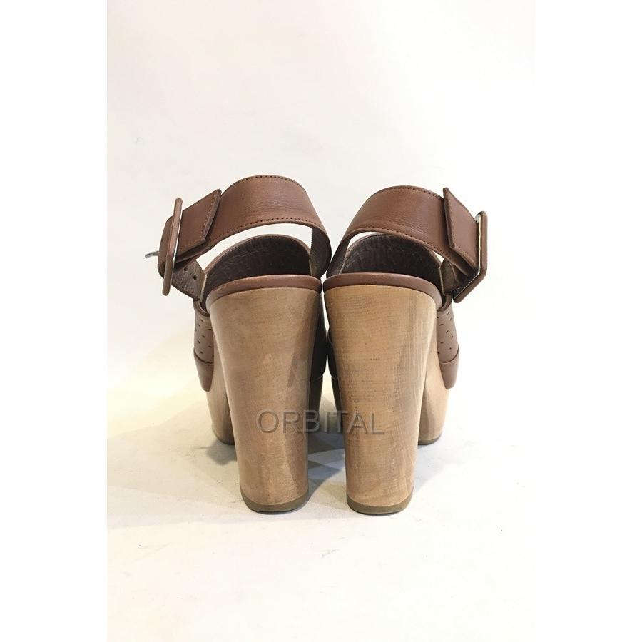 二子玉) マルニ MARNI レザーウッドヒールサンダル レディース 38 24cm 