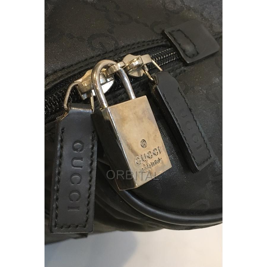 二子玉) グッチ GUCCI ナイロンGG柄ボストンバッグ  0120383 ブラック 黒 レザーハンドル 大容量 シルバー金具 訳有｜cycleparadise｜07