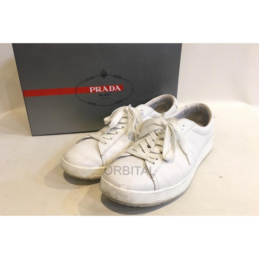 二子玉 プラダスポーツ Prada Sport レザースニーカー 白 ホワイト メンズ 8 5 26 5 27cm 箱付 正規 靴 Nkt Sh Cycle Paradise 通販 Yahoo ショッピング