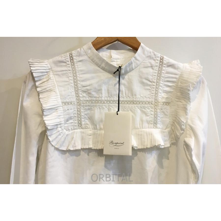 二子玉) ボンポワン bonpoint 未使用 スクエアフリルレースブラウス  