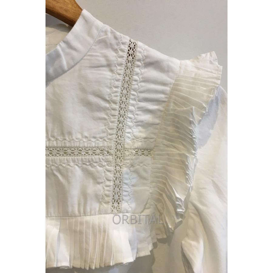 二子玉) ボンポワン bonpoint 未使用 スクエアフリルレースブラウス  