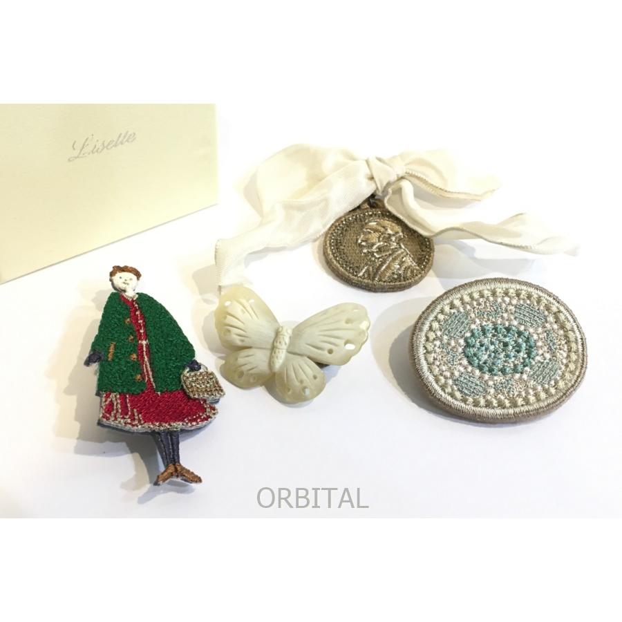 二子玉) Lisette リゼッタ ブローチ4点セット ガール ちょうちょ 刺繍 
