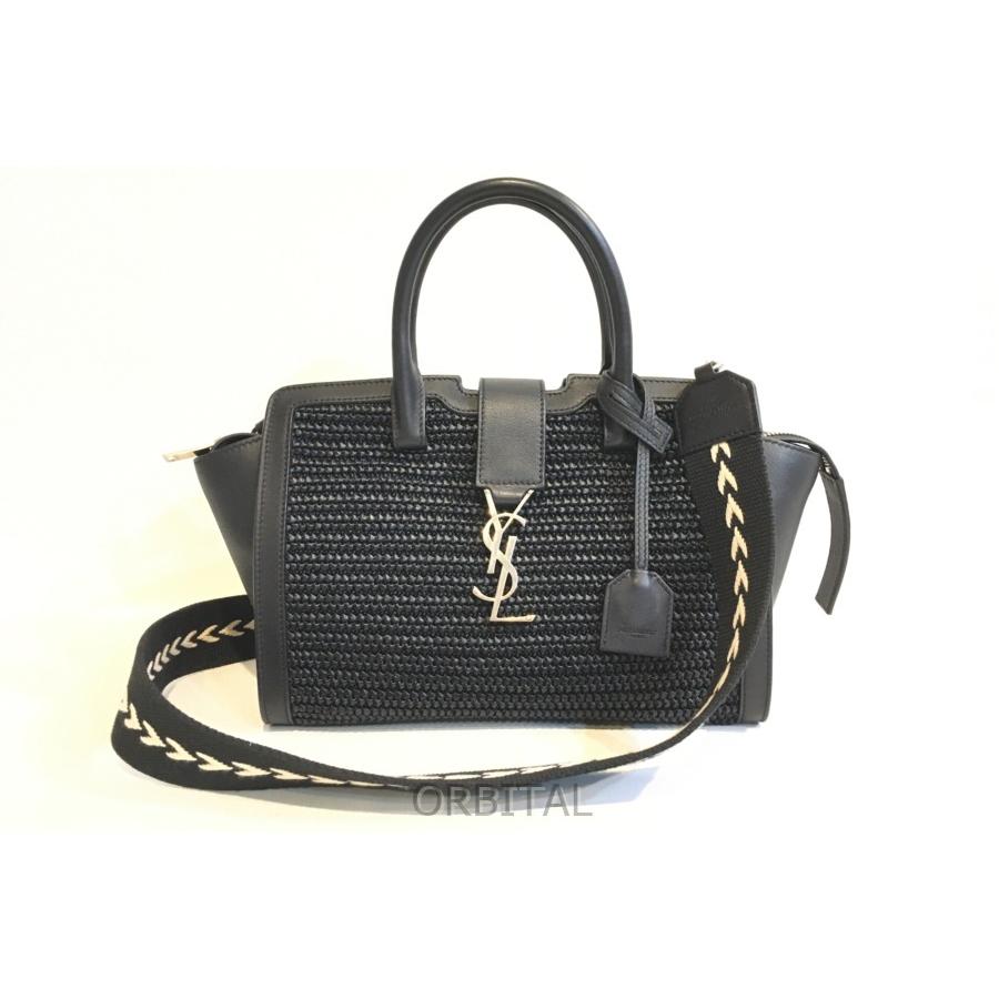 サンローラン ダウンタウン カバス ハンドバッグ 2way ラフィア レザー