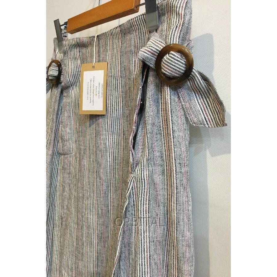 ブランド 二子玉) Uhr ウーア 未使用 リネンストライプバックルロング  