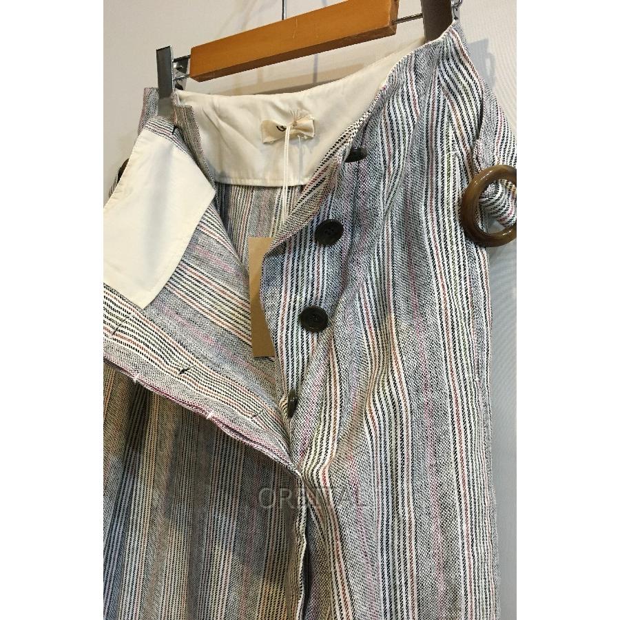 ブランド 二子玉) Uhr ウーア 未使用 リネンストライプバックルロング  