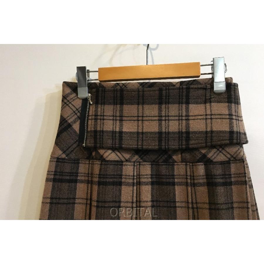 二子玉) CYCLAS シクラス アシメウールチェックスカート プリーツ 
