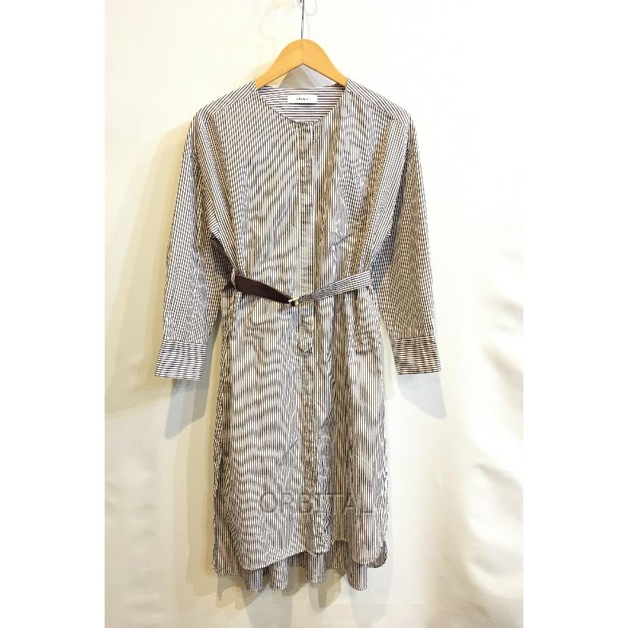 ブランド 二子玉) ebure エブール ベルテッドストライプシャツ  