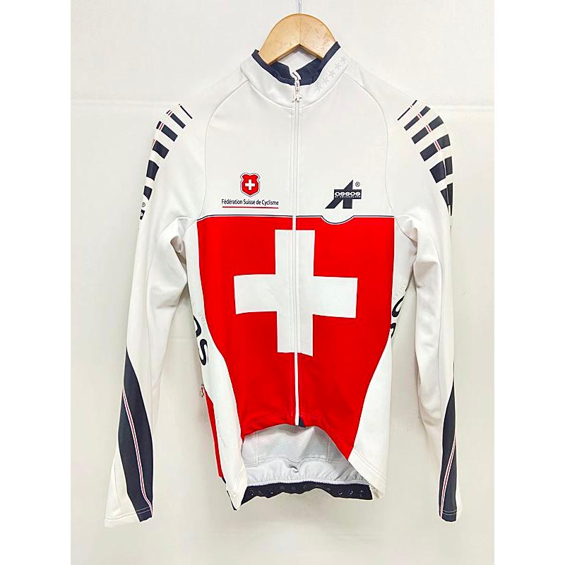 【新品】アソス　長袖ジャージ アソス ASSOS 長袖ジャージ JERSEY Mサイズ ホワイト/レッド【値下げ