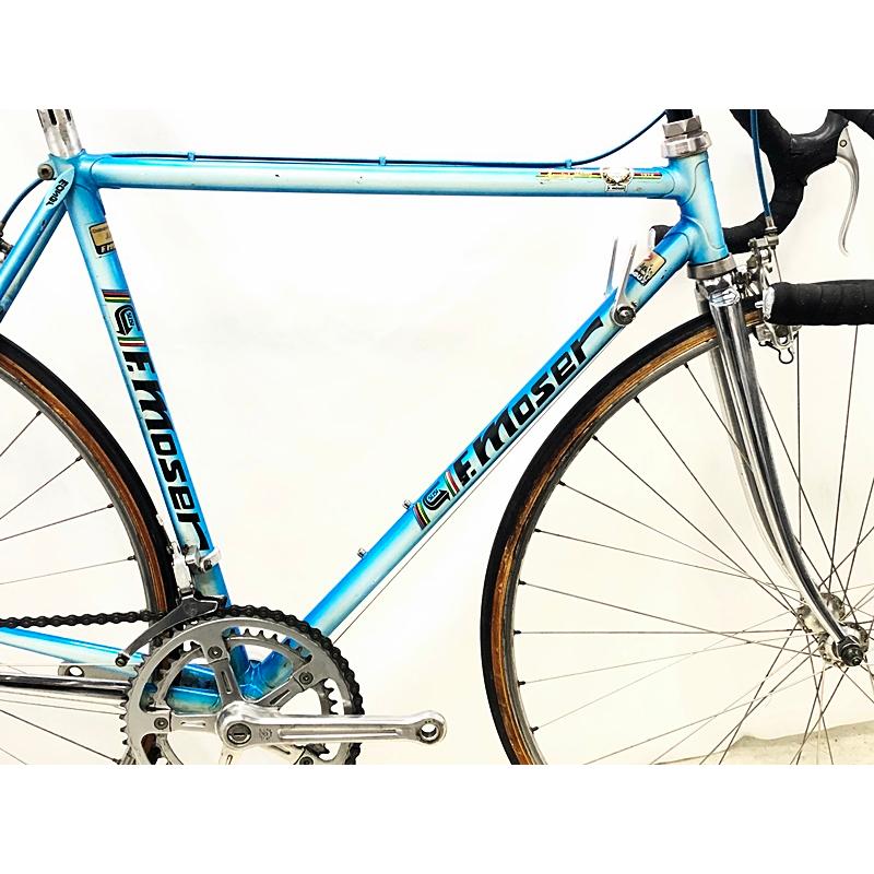 F MOSER CAMPAGNOLO クロモリ ロードバイク ブルー : サイクル F MOSER CAMPAGNOLO クロモリ ロードバイク ブルー : サイクル
