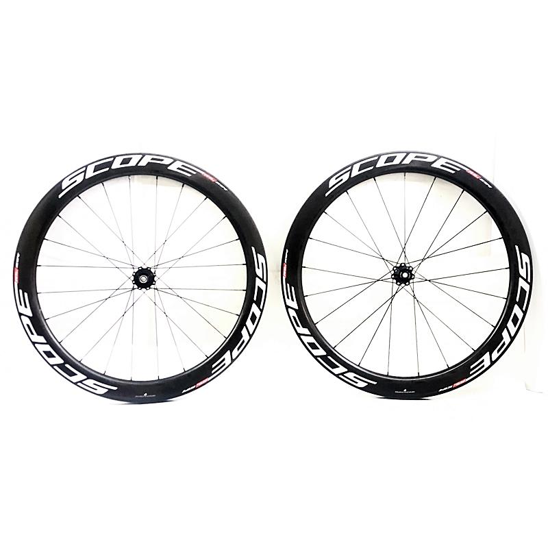 美品 SCOPE スコープ 02ディスク用カーボンホイール前後セット スコープ SCOPE R4 DISC カーボン チューブレスレディ ホイールセット