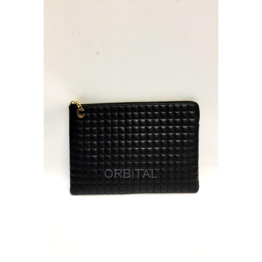 CELINE 代官山)CELINE セリーヌ Cチャーム クラッチバッグ ブラック 
