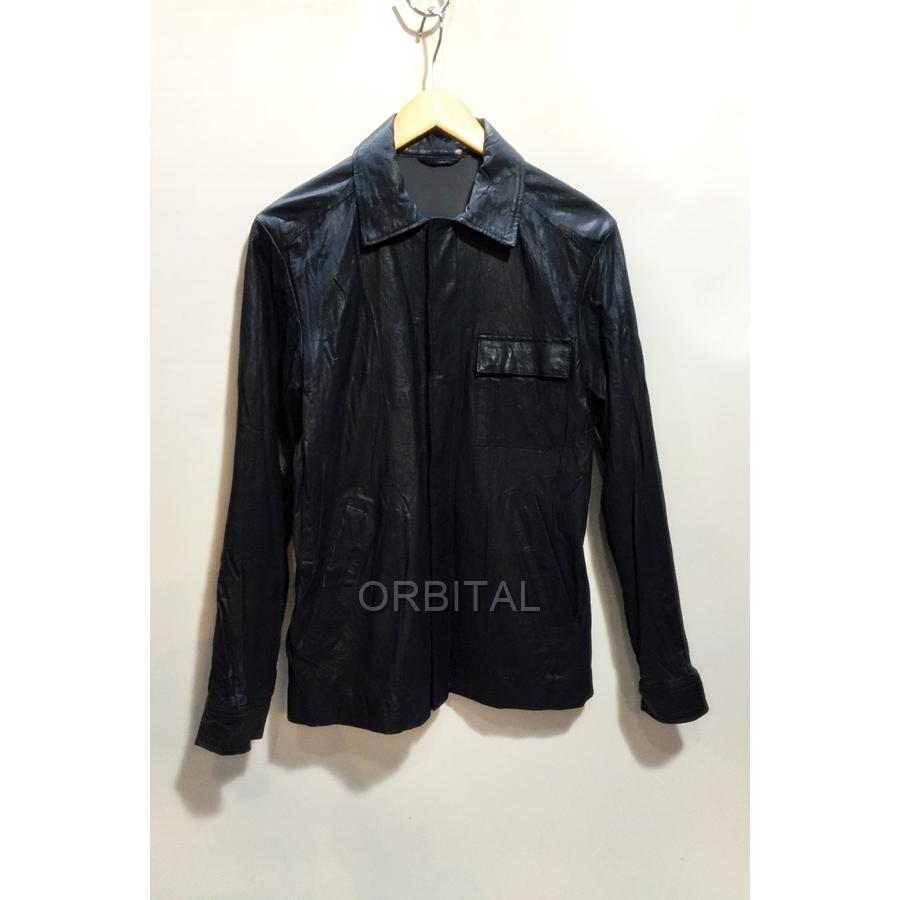 JOSEPH HOMME レザージャケット ジョセフオム テーラード　ネイビー JOSEPH（ジョセフ） 代官山)JOSEPH HOMME レザー シャツジャケット