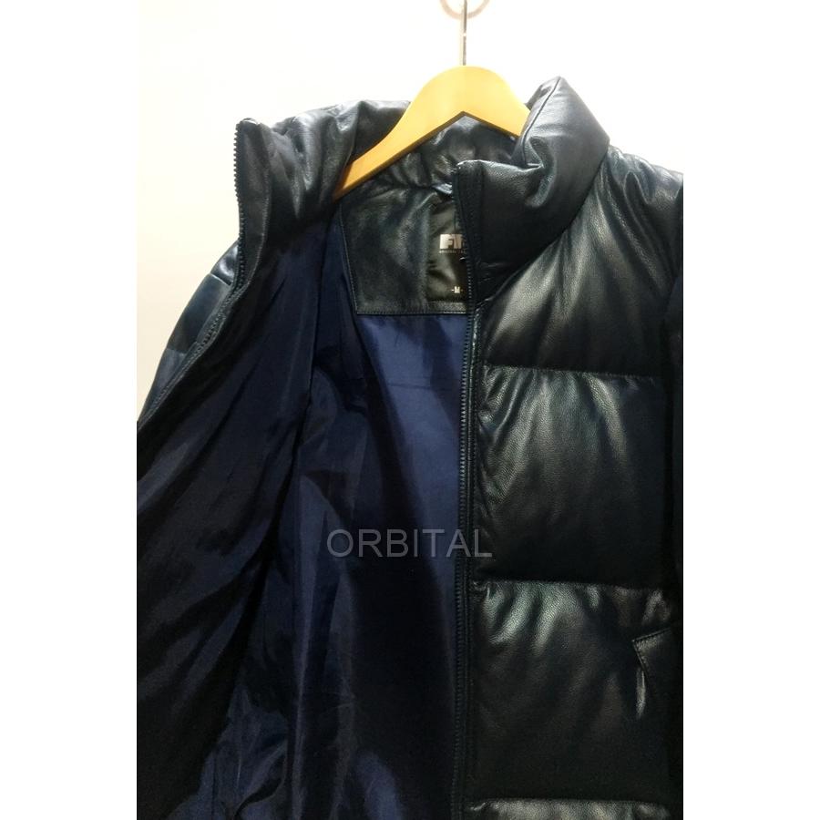 代官山)FTC エフティーシー LEATHER DOWN JACKET レザーダウンジャケット ネイビー サイズM 子牛革