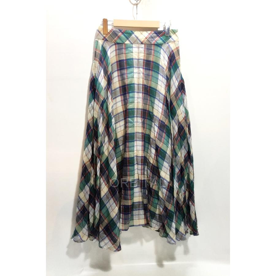 代官山)ebure エブール コットンシルク シアーチェックスカート  