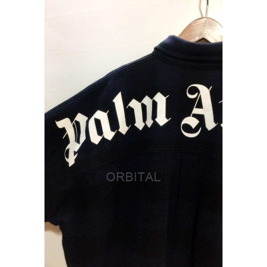 Palm Angels オーバーサイズ ロゴプリント ネイビー チェック柄 【公式