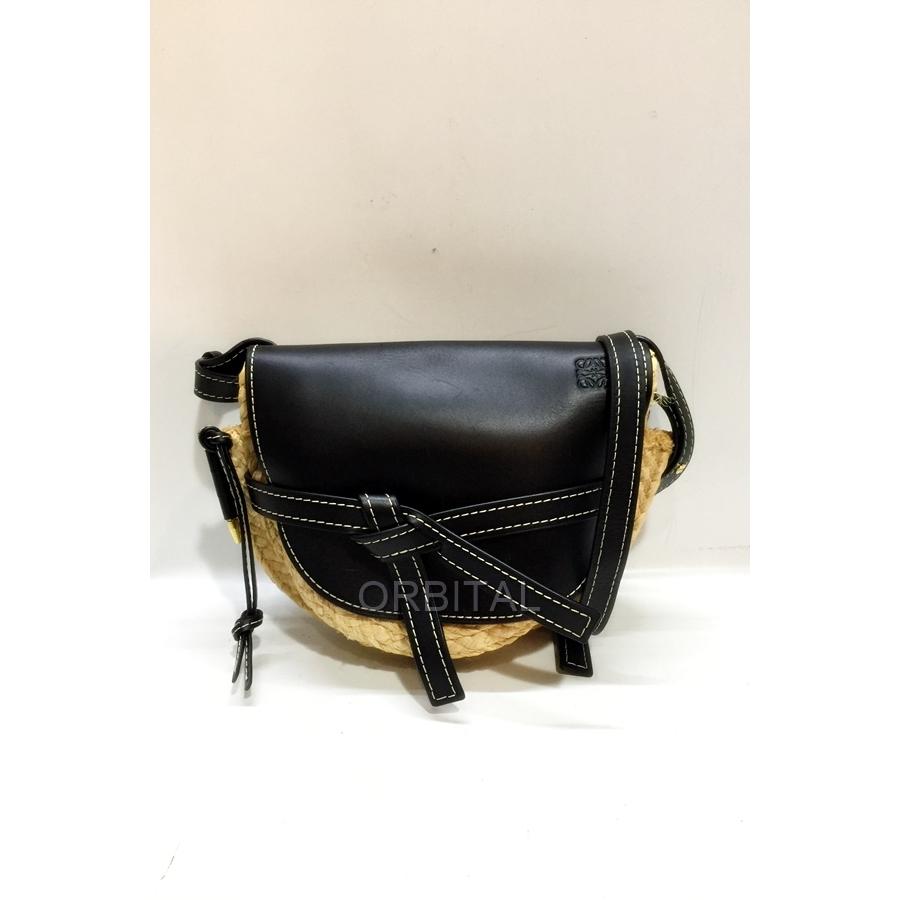 LOEWE（ロエベ） 代官山)LOEWE ゲートバッグ スモール レザー×ラフィア