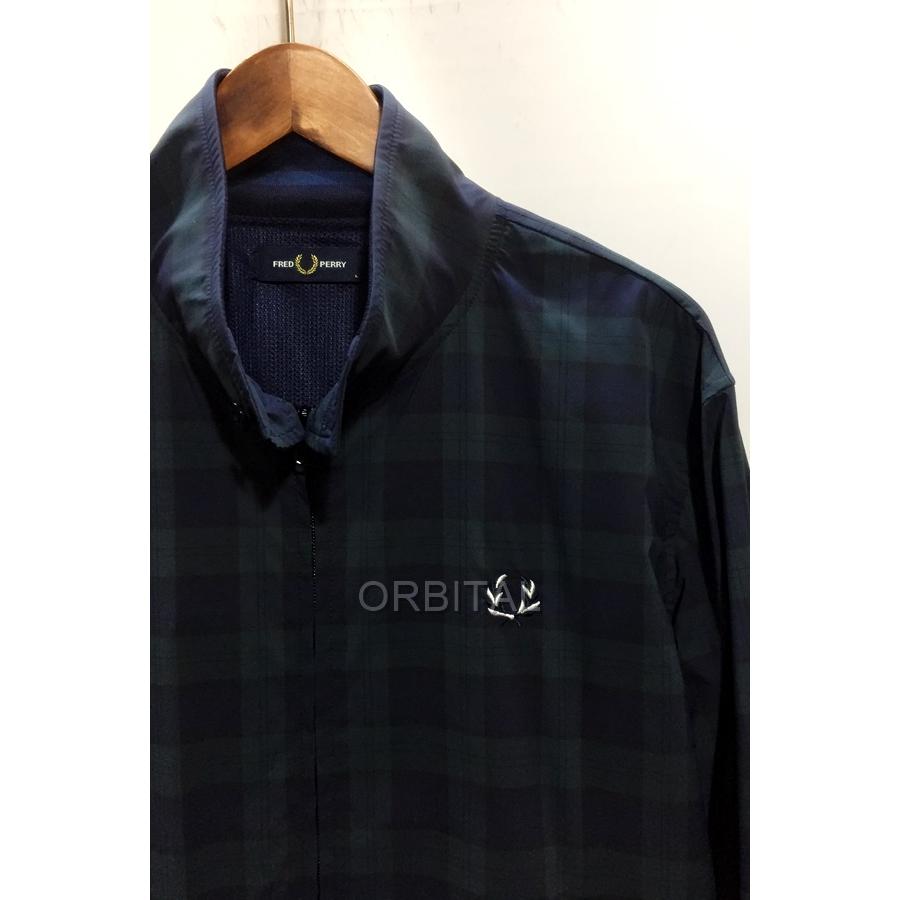 フレッドペリー スイングトップ ハリントンジャケット チェック ネイビー L FRED PERRY 代官山)FRED フレッドペリー ナイロンストレッチ