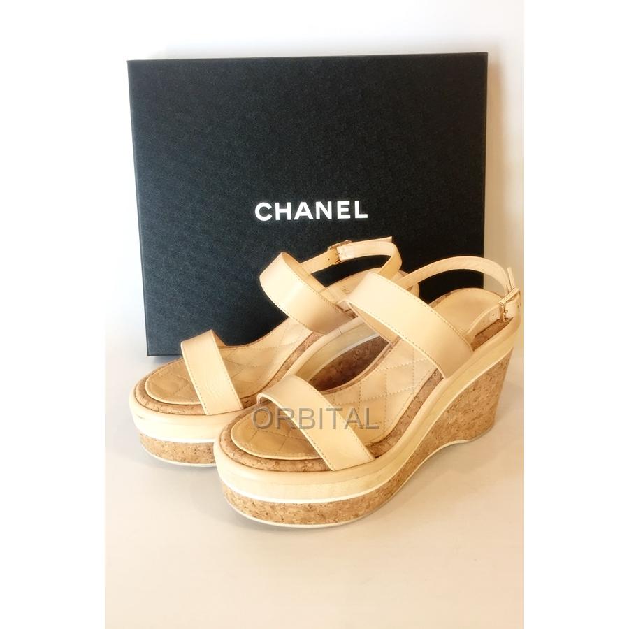 CHANEL ベージュ ストラップサンダル CHANEL（シャネル） 代官山)CHANEL 24S G45675 アンクルストラップ