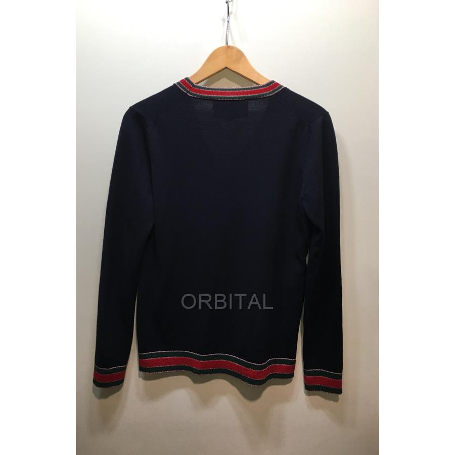 経堂) GUCCI グッチ GGパールボタン ラインカーディガン Vネック