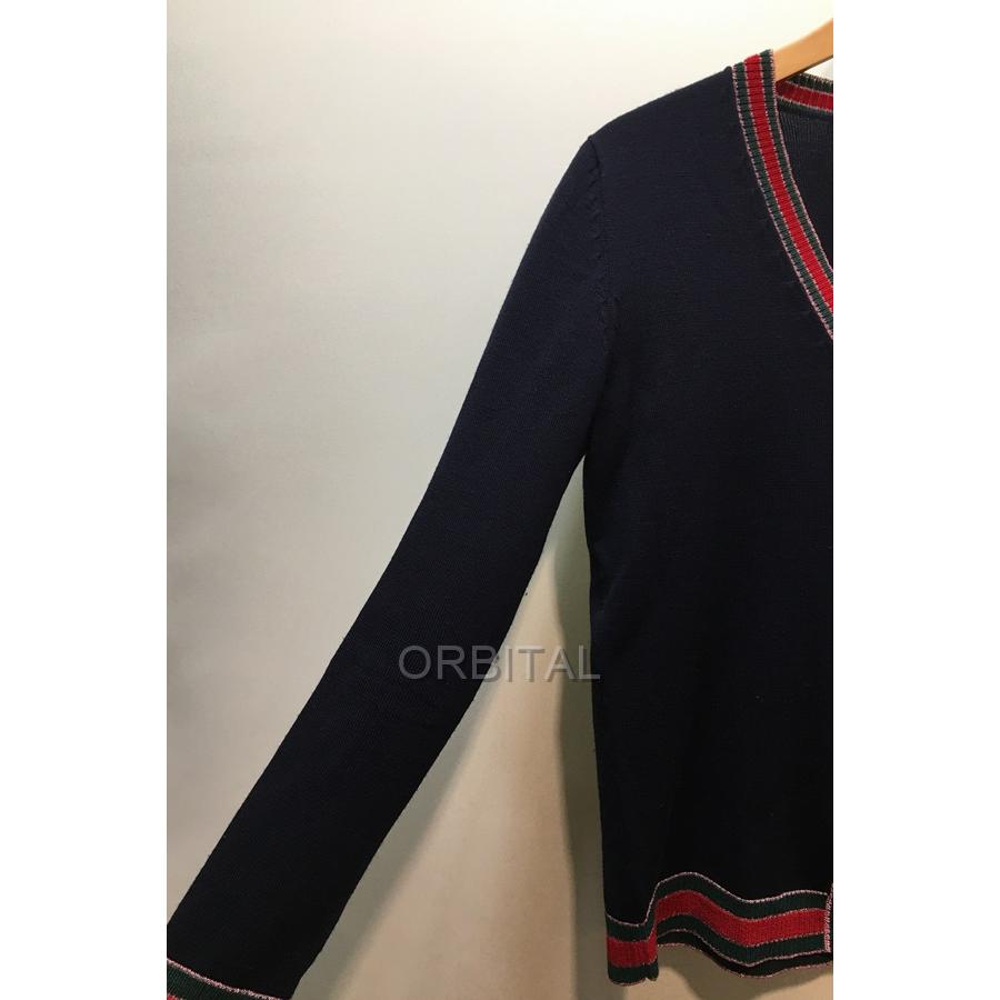 【GUCCI】グッチ パールボタンカーディガン 経堂) GUCCI グッチ GGパールボタン ラインカーディガン Vネック
