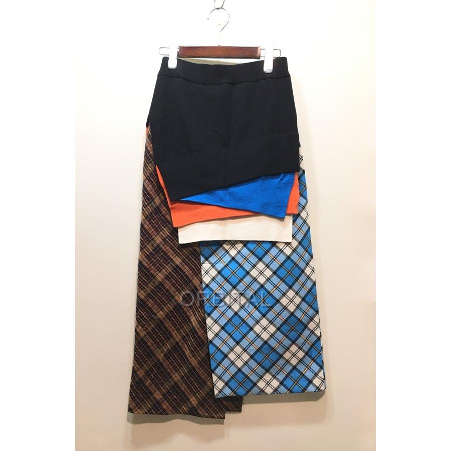 ENFOLD 経堂) エンフォルド 19AW チェック切替 リブニット スカート  