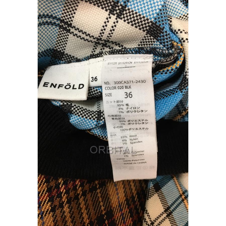 ENFOLD 経堂) エンフォルド 19AW チェック切替 リブニット スカート  