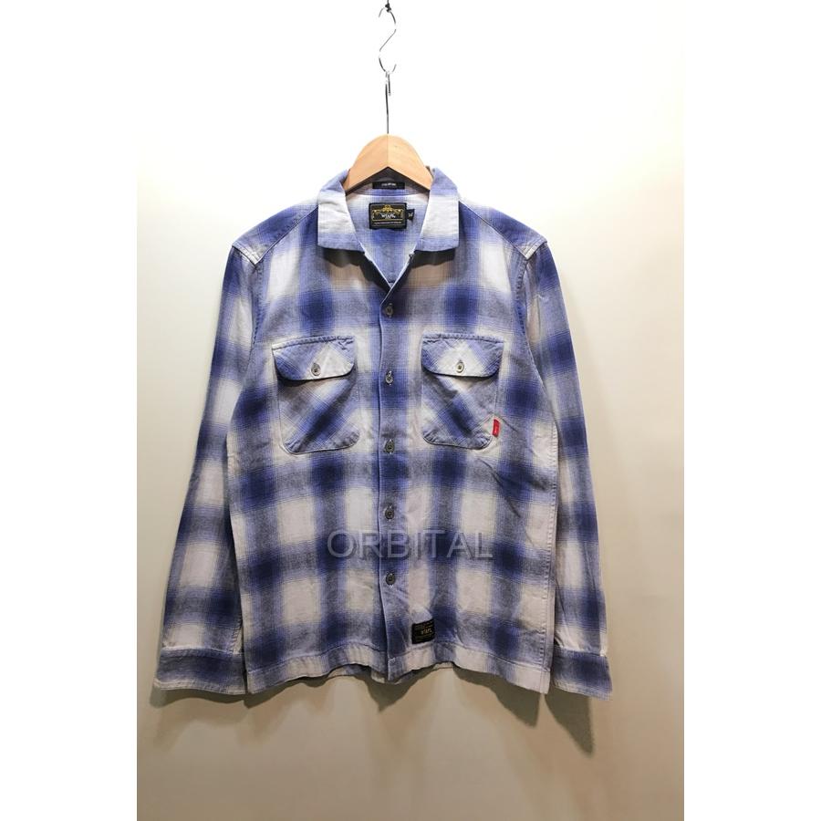 経堂) WTAPS ダブルタップス チェックシャツ オープンカラー ブルー