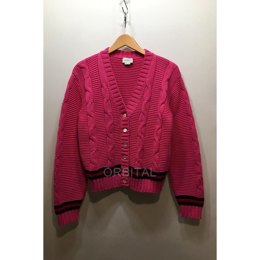 り【新品】GUCCI ケーブル織 カーディガン ブランド 経堂) GUCCI グッチ コットンケーブルカーディガン V